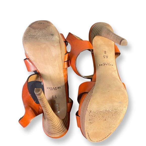 COACH - deep orange leather heels - Picture 5 of 6